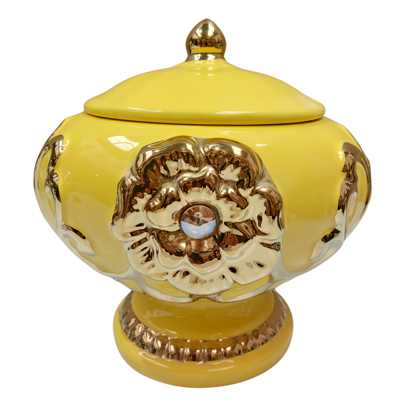 Sopera Porcelana Ochun 22 x 21 cm (Amarillo con dorado) 8.5 in